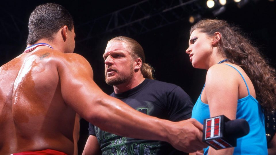 Triple H and Stephanie McMahon confront Kurt Angle, Raw 2000