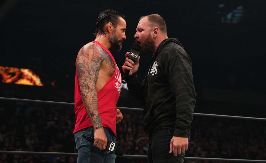 Jon Moxley stares down CM Punk AEW Dynamite 2022