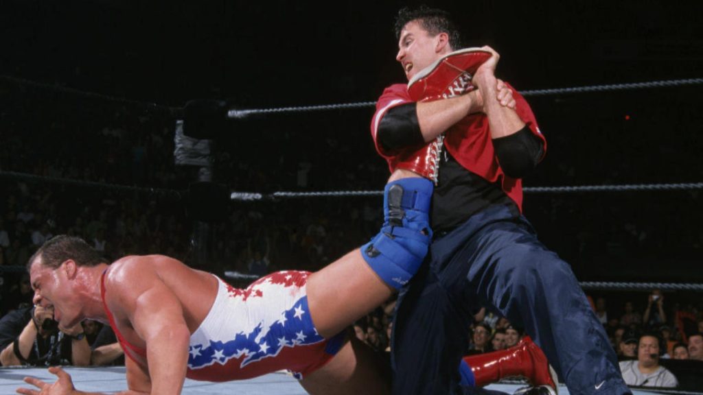 Shane McMahon with Kurt Angle in Ankle Lock