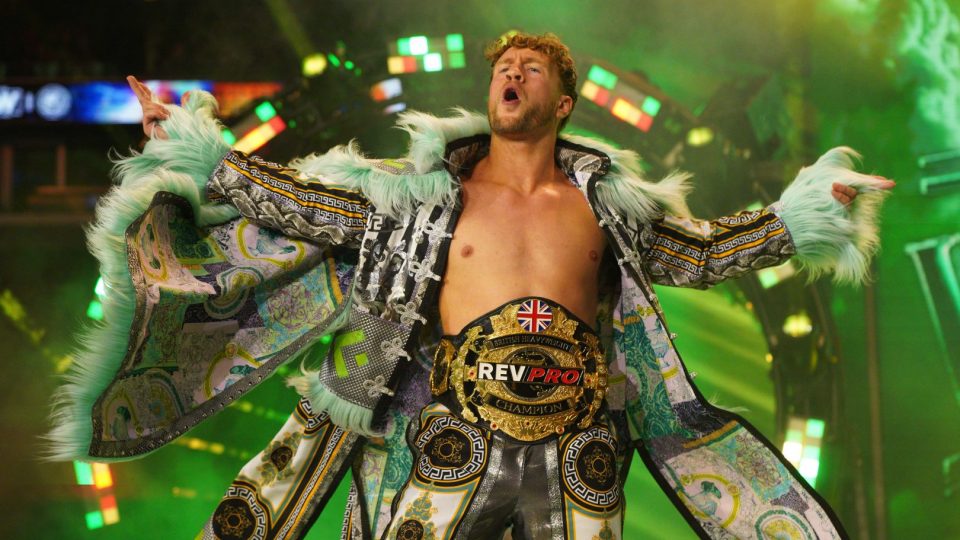 Will Ospreay makes his entrance as IWGP United States Heavyweight Champion at AEWxNJPW Forbidden Door