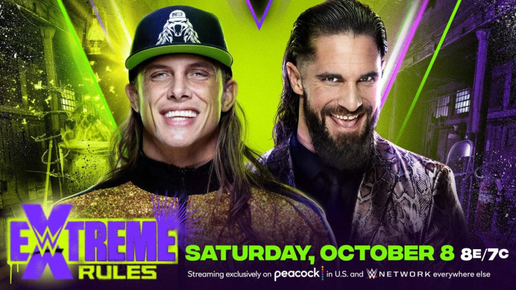 WWE extreme rules matt riddle seth rollins fight pit graphic