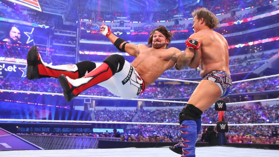 AJ Styles armdrags Chris Jericho WrestleMania 32