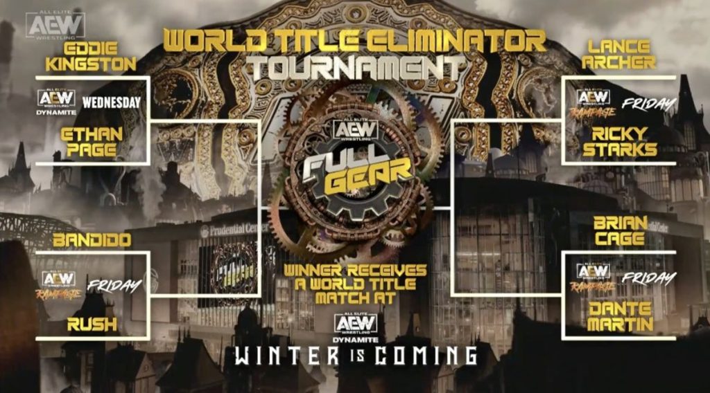 aew world title eliminator tournament graphic