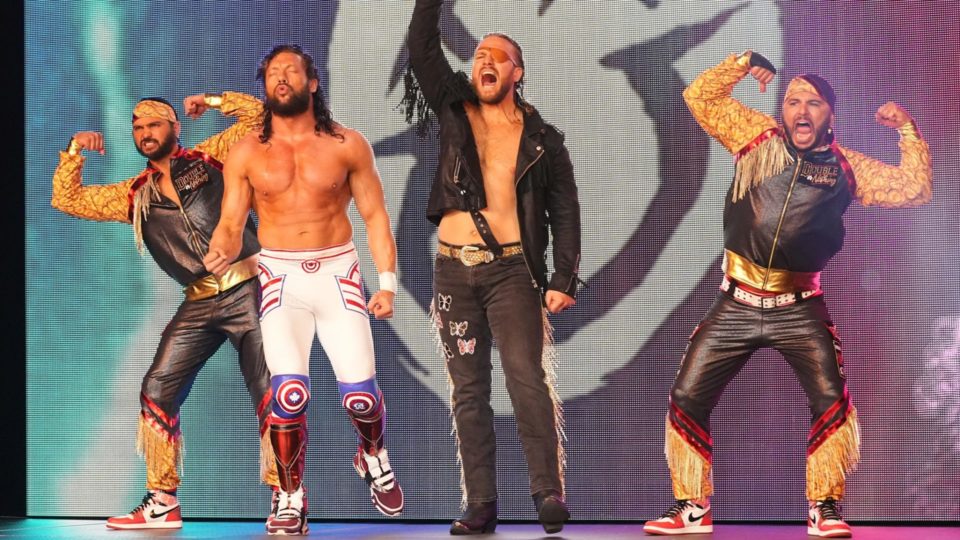 The Elite Adam Page Kenny Omega Matt Jackson Nick Jackson The Young Bucks entrance at AEW Double or Nothing