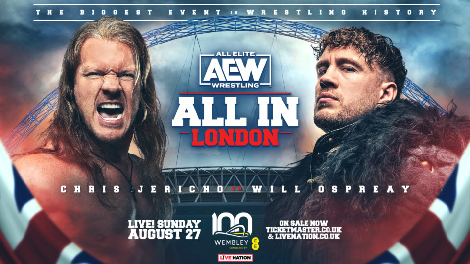 Will Ospreay vs Chris Jericho AEW All In: London match graphic