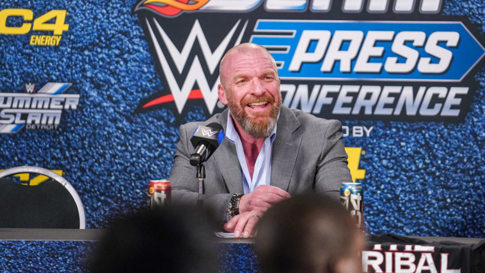 Triple H speaking at the WWE SummerSlam 2023 press conference