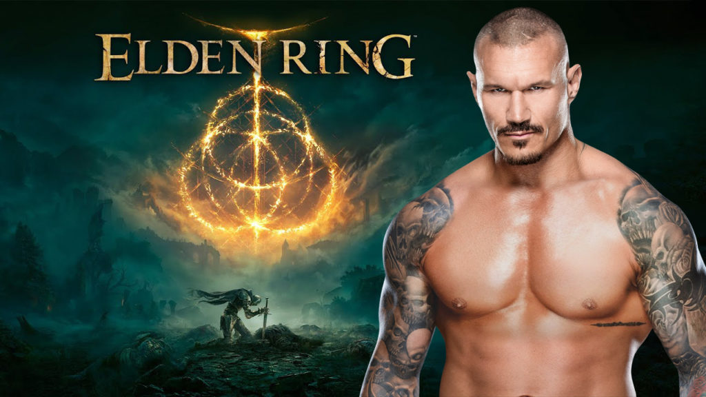 The Elden Ring logo (left) and a portrait of Randy Orton (right)