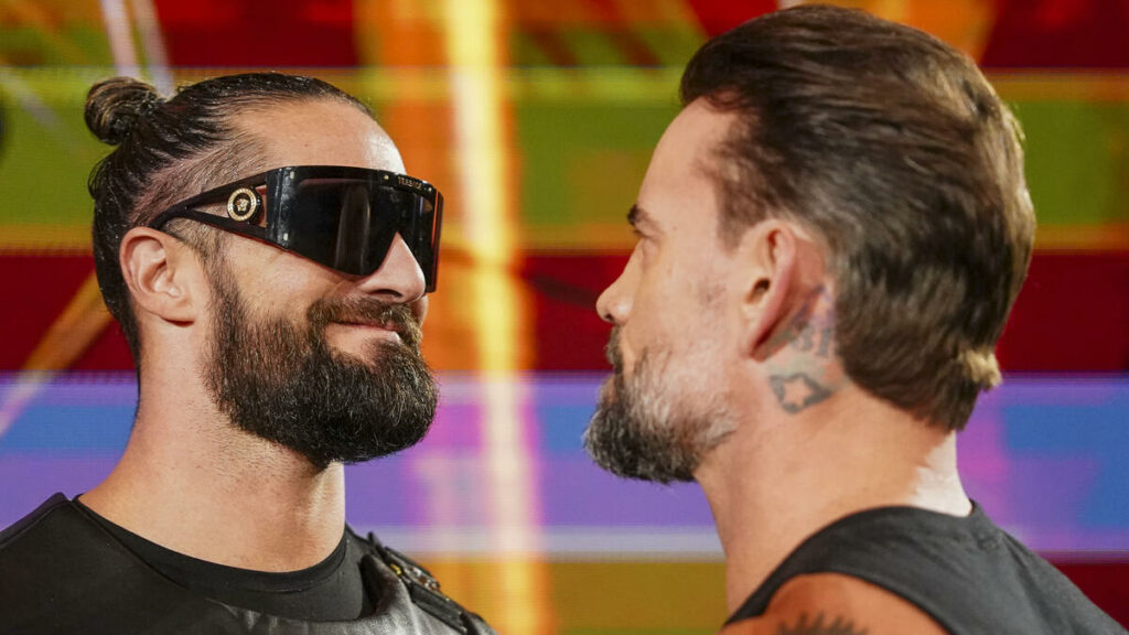 CM Punk & Seth Rollins stare down on WWE Raw